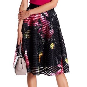 TED BAKER Black Yellow Pink London Bloom Skirt